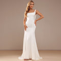 Bridal Wedding Dress Ivory Sleeveless Long Square Mermaid