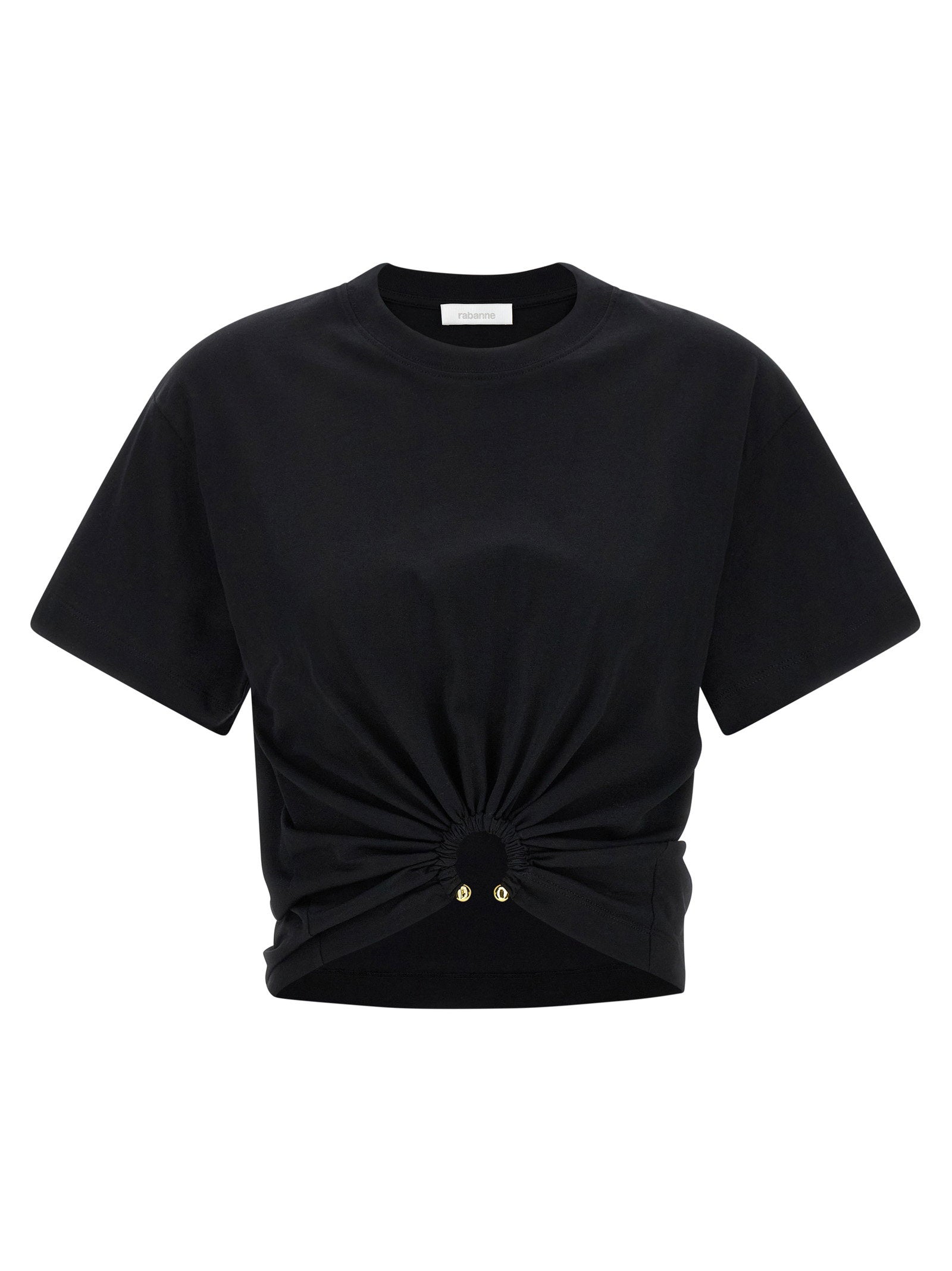Paco Rabanne Metal-Pierced Cotton T-shirt — Black