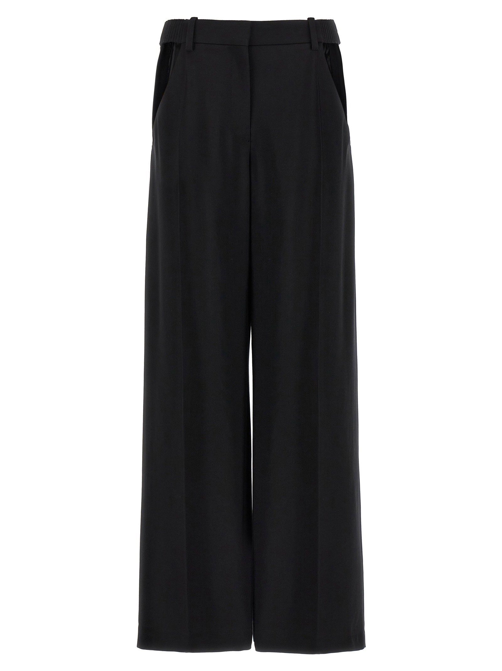 Mugler Cut-out Wool Blend Trousers — Black