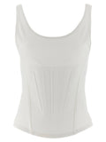 Mugler Corseted Stretch Tank Top — White