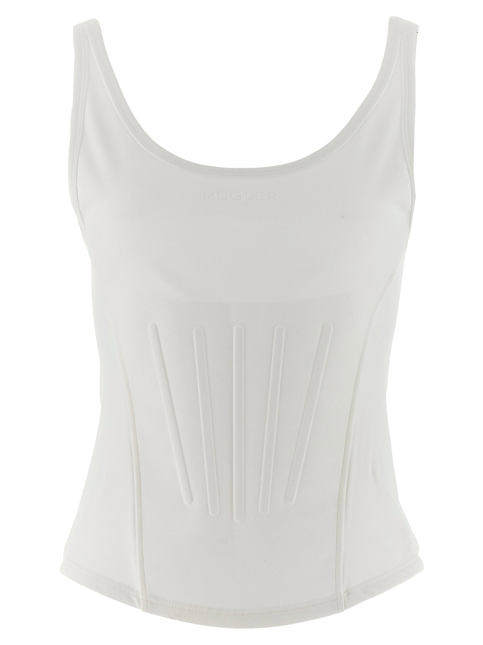 Mugler Corseted Stretch Tank Top — White