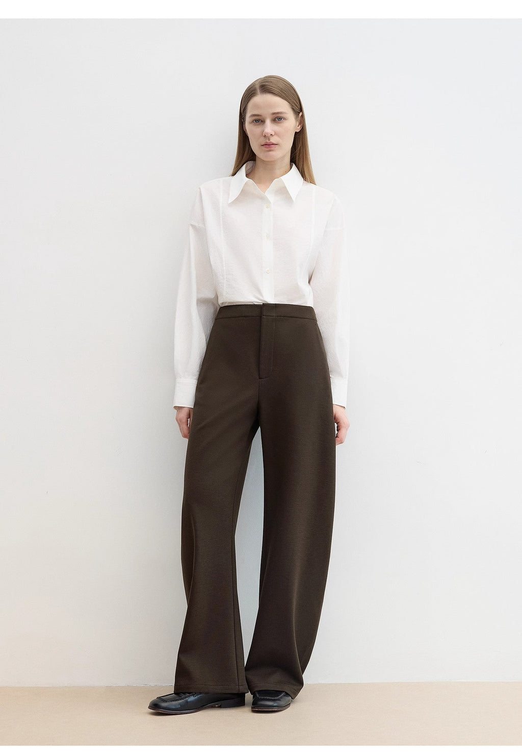 Nostalgic Stroll Wool Blended High Waist Curved Scimitar Casual Pants for Women