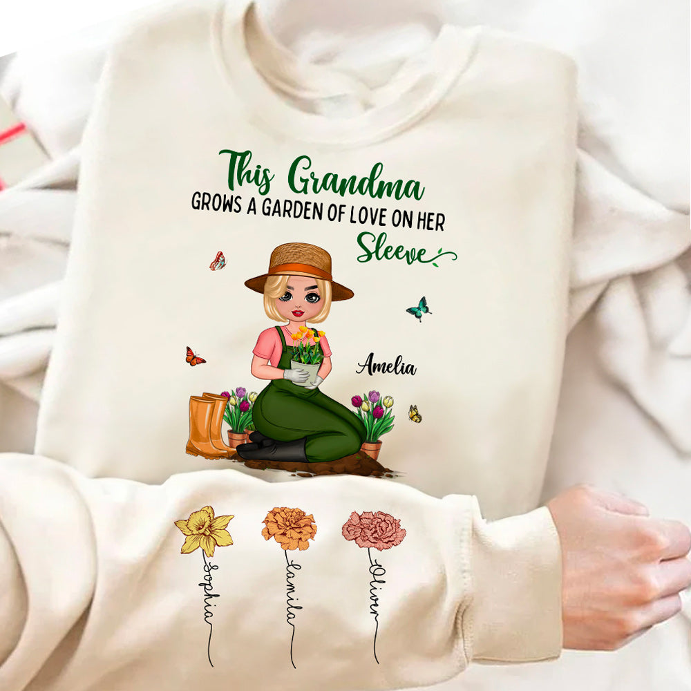 Personalizada Multicolor Jardín de Mamá Camiseta Suave Sudadera con Título y 1-12 Nacimiento Flores Cumpleaños Día de la Madre Apreciación Regalo para Mamá Abuela