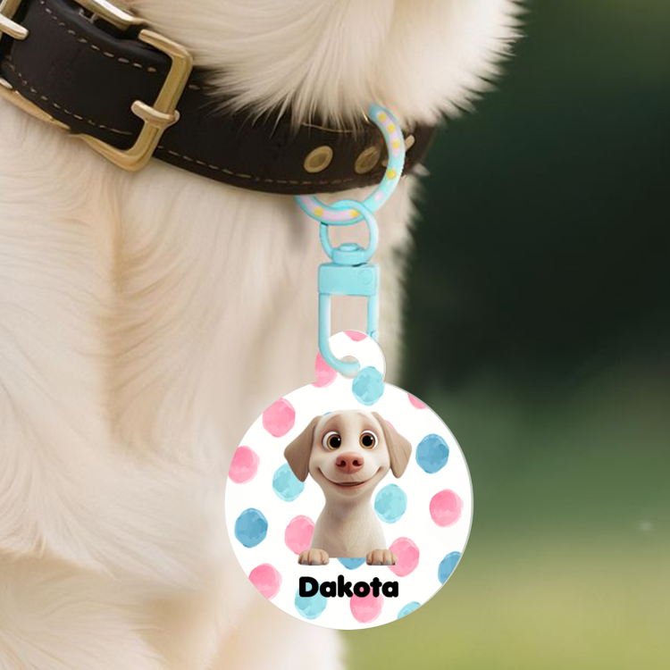 Etiqueta acrílica personalizada con el nombre de una mascota de dibujos animados Regalo de cumpleaños para dueños de mascotas