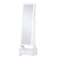 Standing Jewelry Cabinet with LED Lights, Full Length Mirror & Adjustable Angle, White