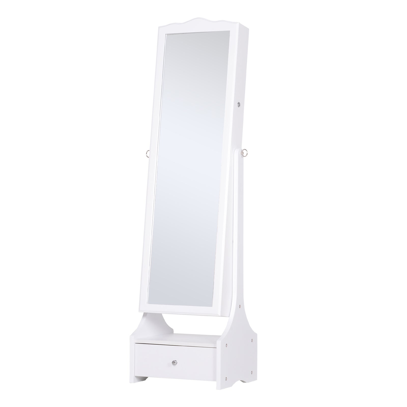 Standing Jewelry Cabinet with LED Lights, Full Length Mirror & Adjustable Angle, White