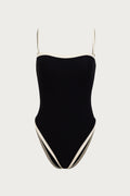 Colorblock One Piece (Faux Suede Black/Cream)