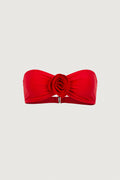 Rosette Bandeau Top (Scarlet Red/Red)
