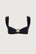 Spiral Bandeau Top (Faux Suede Black)