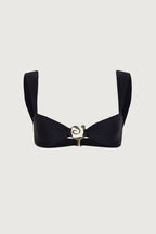 Spiral Bandeau Top (Faux Suede Black)