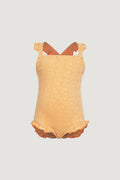 ruffle one piece (peach eyelet)