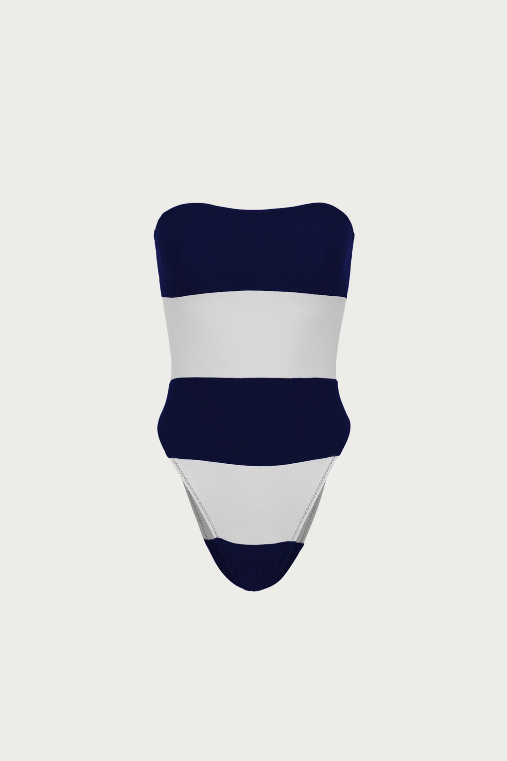 Stripe Strapless One Piece (Faux Suede Navy/White)