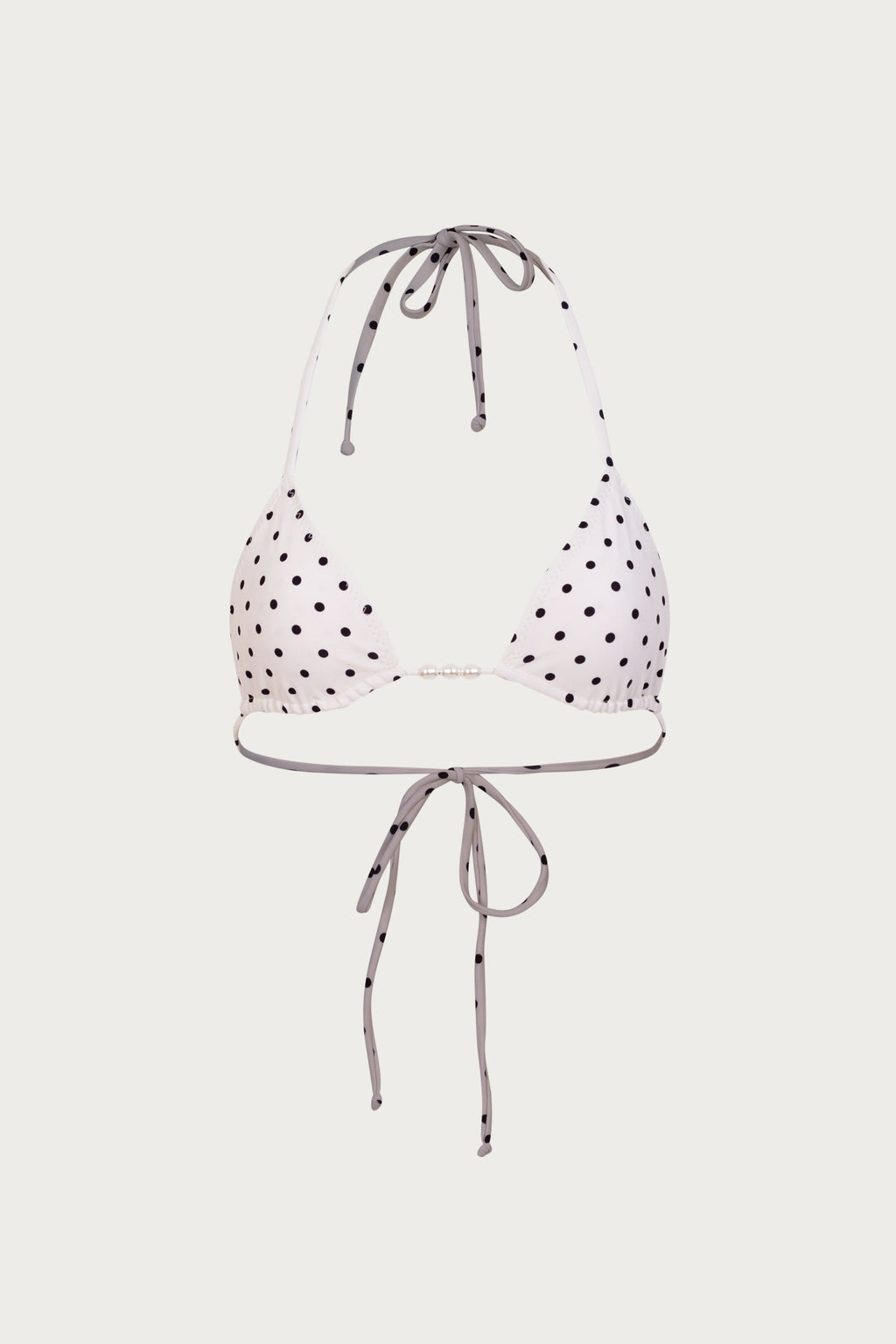 Beaded Triangle Top (Cream Black Polka Dot)