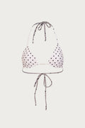 Beaded Triangle Top (Cream Black Polka Dot)