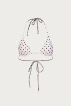 Beaded Triangle Top (Cream Black Polka Dot)