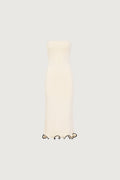 Ruffle Hem Strapless Dress (Cream/Black)