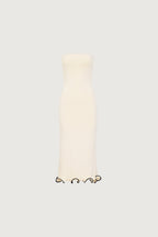 Ruffle Hem Strapless Dress (Cream/Black)