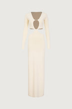 Long Sleeve Cut Out Maxi Dress (Cream)