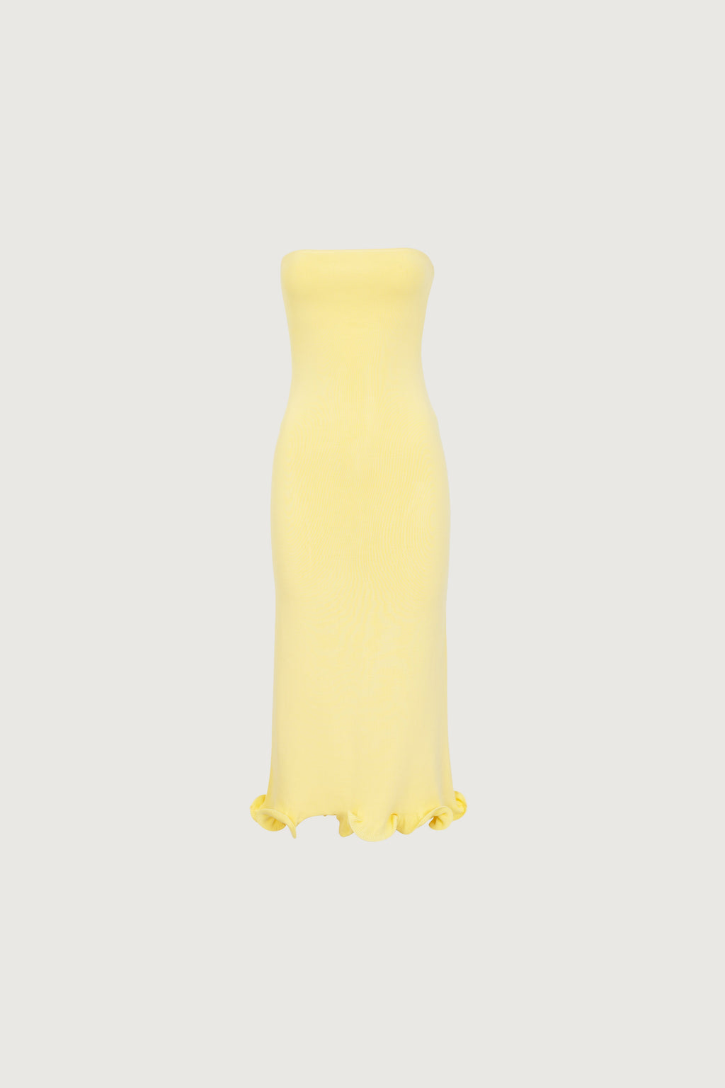Ruffle Hem Strapless Dress (Butter Yellow)