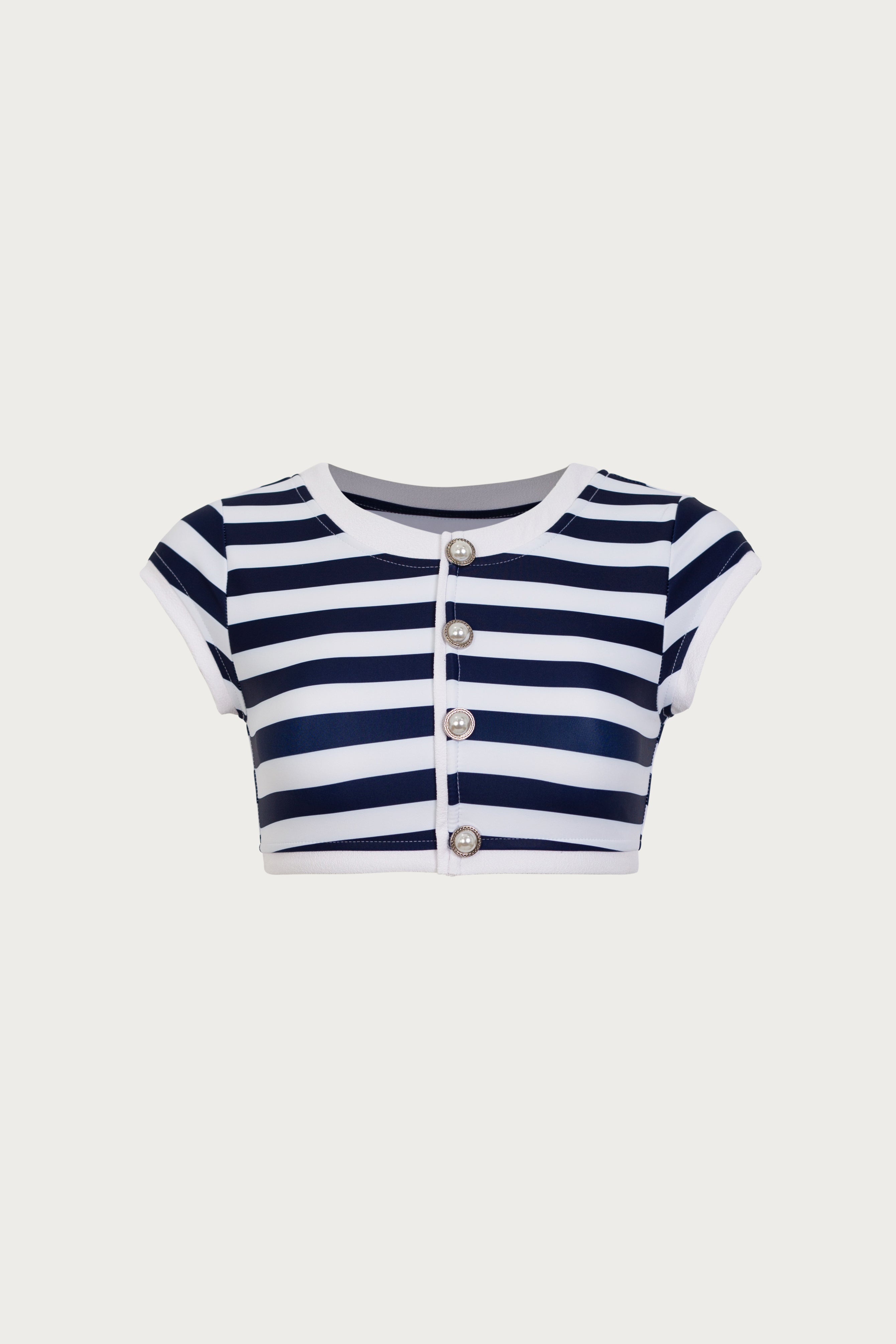 The Grace Top (Navy Cream Stripe/White)