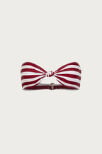 Knotted Bandeau Top (Burgundy Stripe)