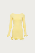 Ruffle Hem Mini Dress (Butter Yellow)