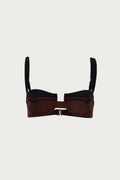 Western Underwire Top (Brown/Faux Suede Black)
