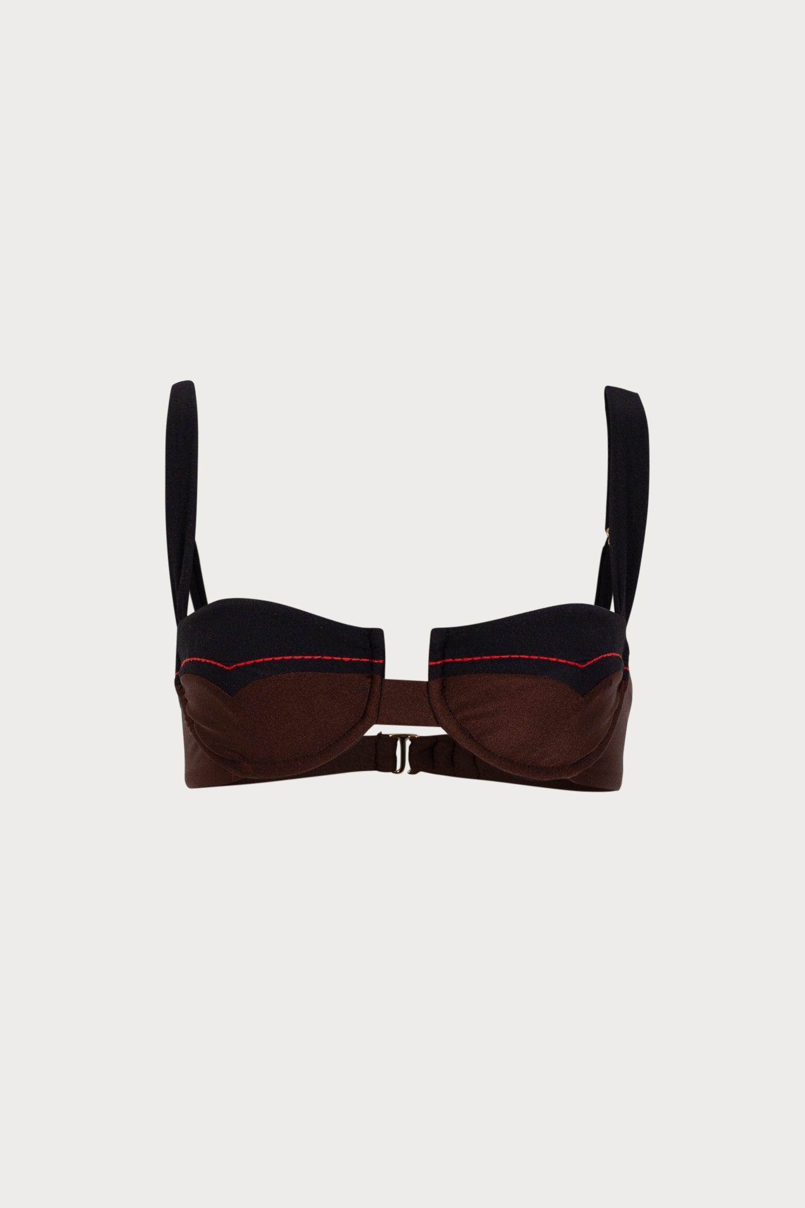 Western Underwire Top (Brown/Faux Suede Black)
