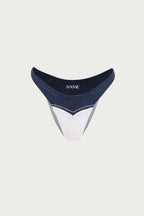 Western 90s Bottom (Faux Suede White/Dark Denim)