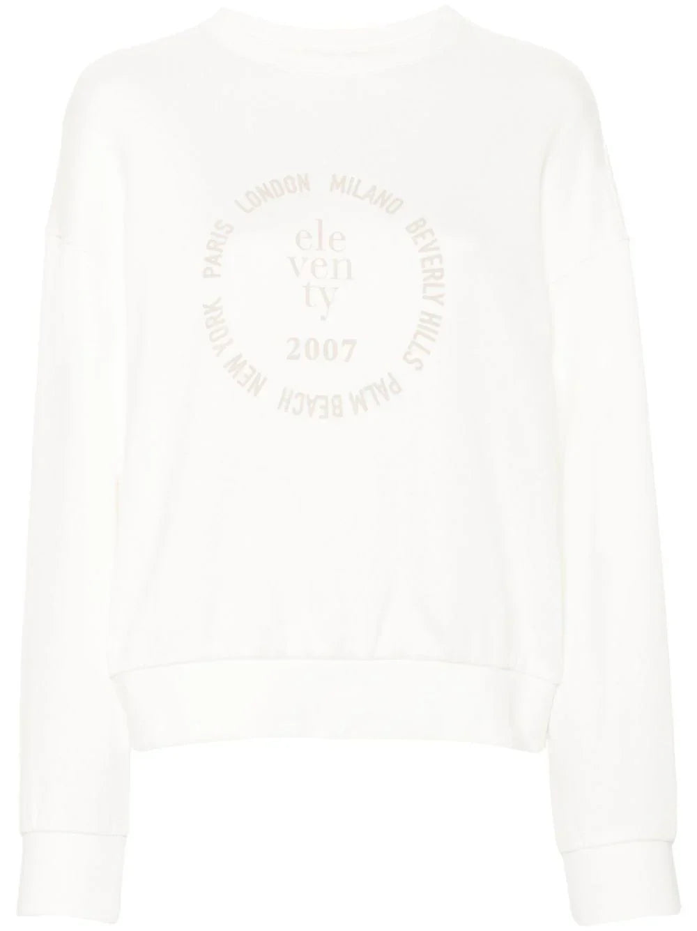 Eleventy Logo-Print Cotton Sweatshirt — White