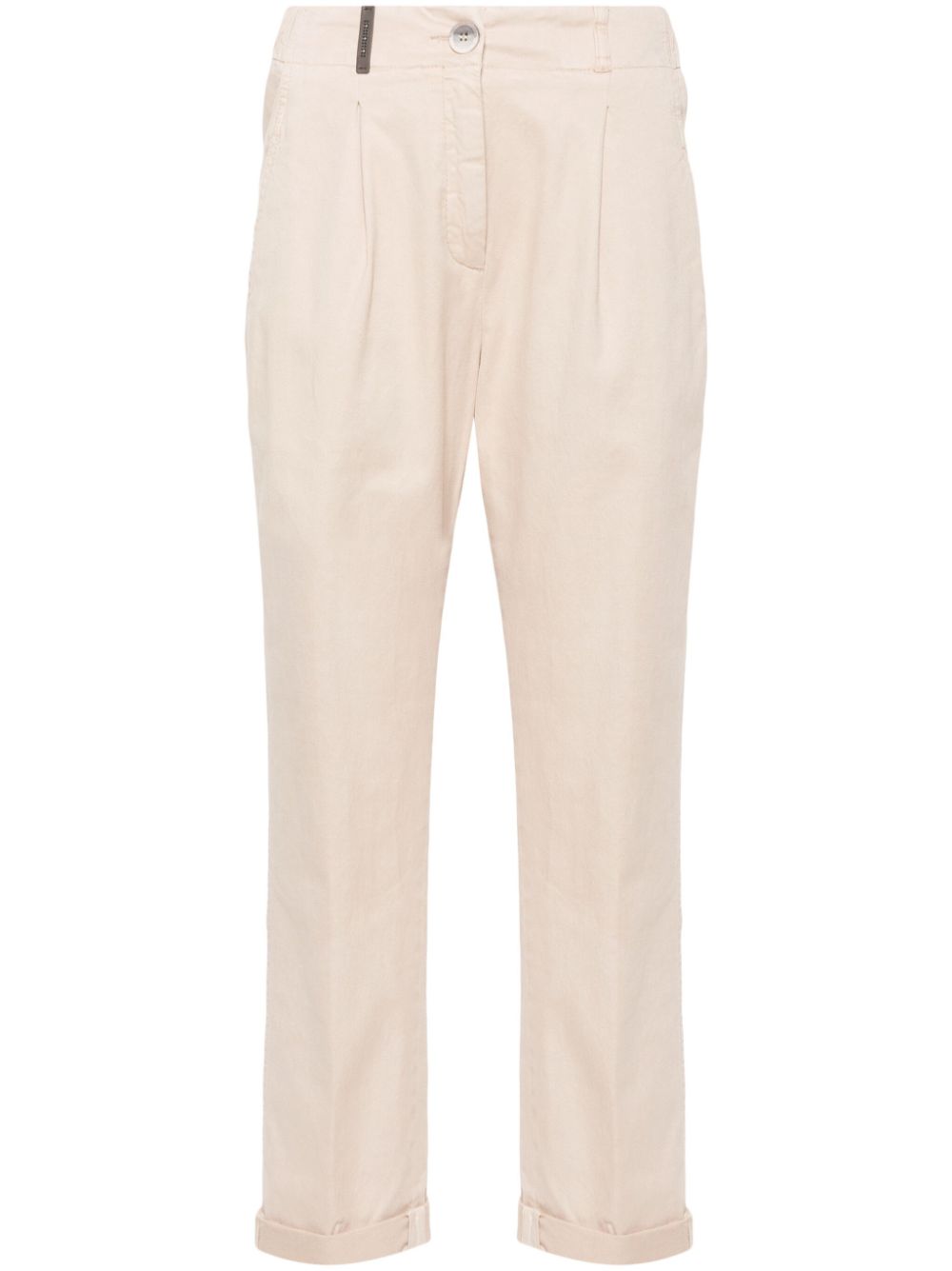 Peserico Cropped Tapered Trousers — Beige