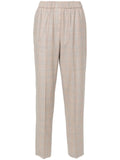 Peserico Virgin Wool Check Trousers — beige