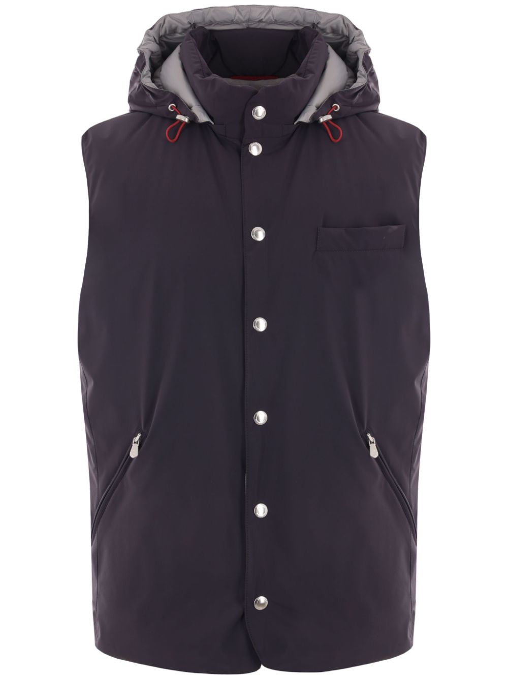 Brunello Cucinelli Hooded Down Gilet — navy