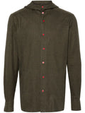 Kiton Houndstooth Cotton Hoodie — khaki