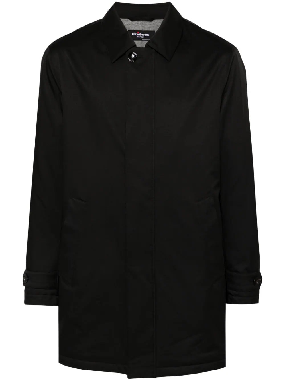 Kiton Padded Taffeta Coat — Black