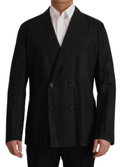 Men's Black Polka Dotted Cotton Blazer Jacket Clothing