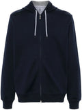 Brunello Cucinelli Cotton-Blend Jersey Hoodie — Navy