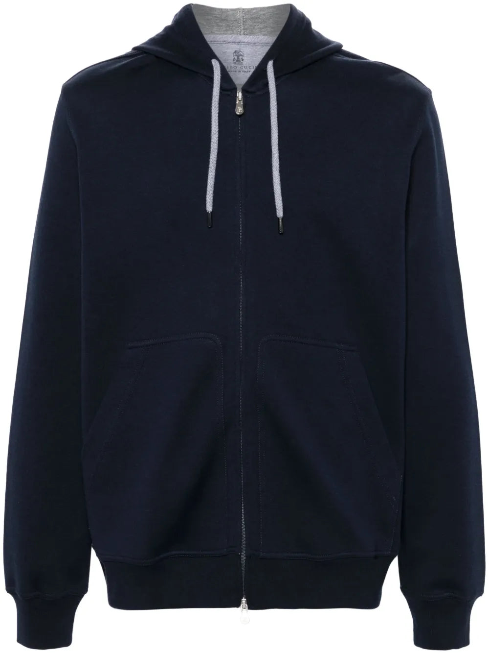 Brunello Cucinelli Cotton-Blend Jersey Hoodie — Navy