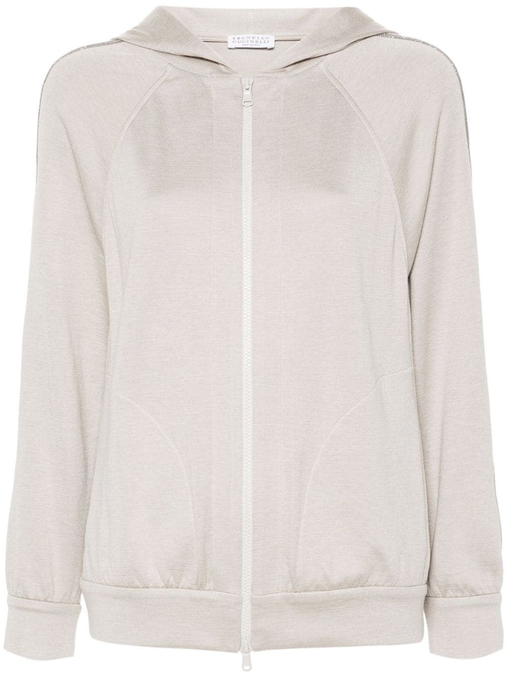 Brunello Cucinelli Monili Chain-Detail Hoodie — Taupe