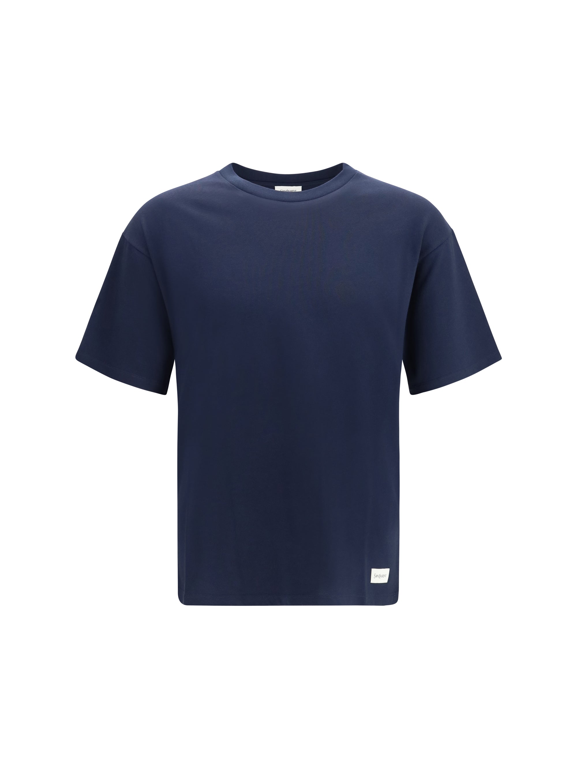 Saint Laurent Cotton-Modal Crewneck T-Shirt — Navy