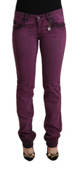 Women's Purple Cotton Stretch Slim Fit Denim Jeans Elastane Clothing