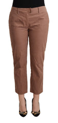 Women's Brown Cotton Tapered Cropped Pants