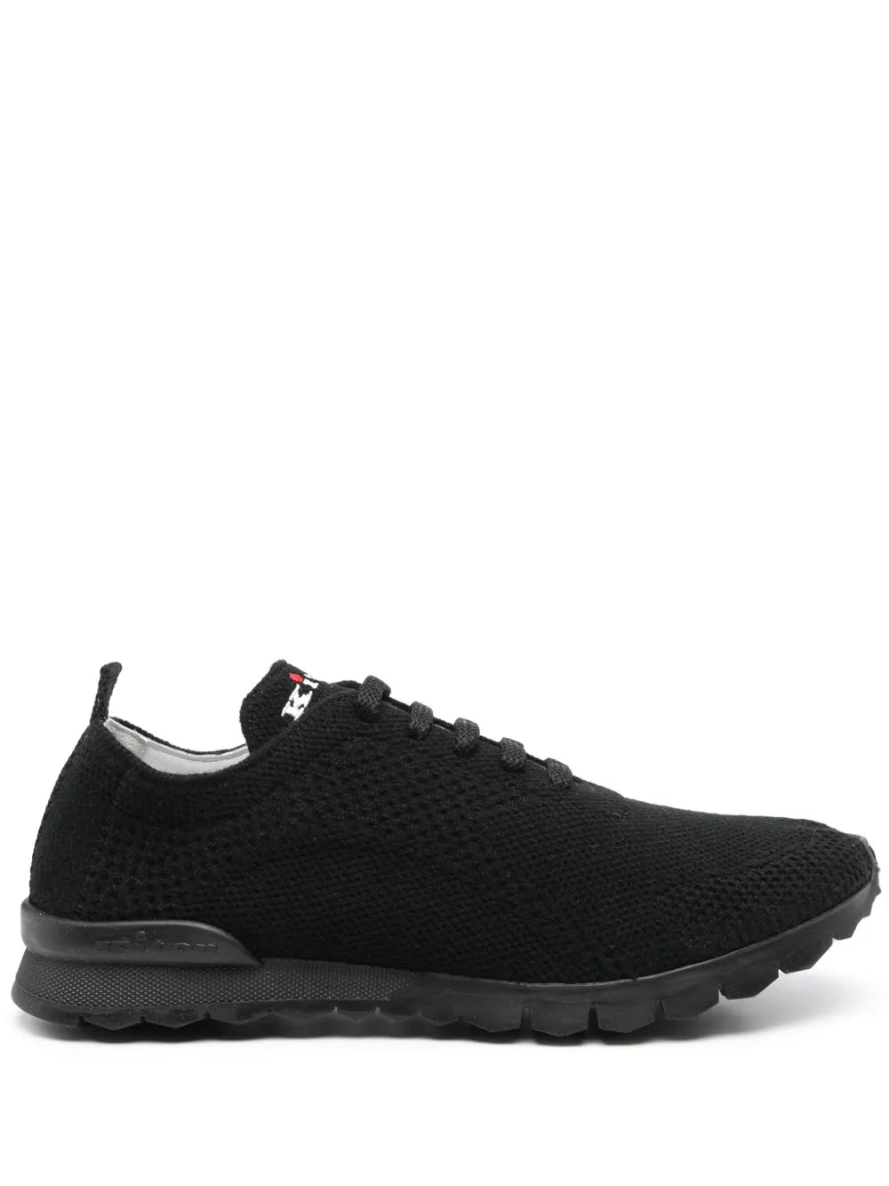 Kiton Knitted Lace-Up Sneaker — Black