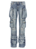 The Attico Essie Cargo Jeans — Light Blue