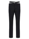 The Attico Belt Detail Virgin Wool Trousers — Black