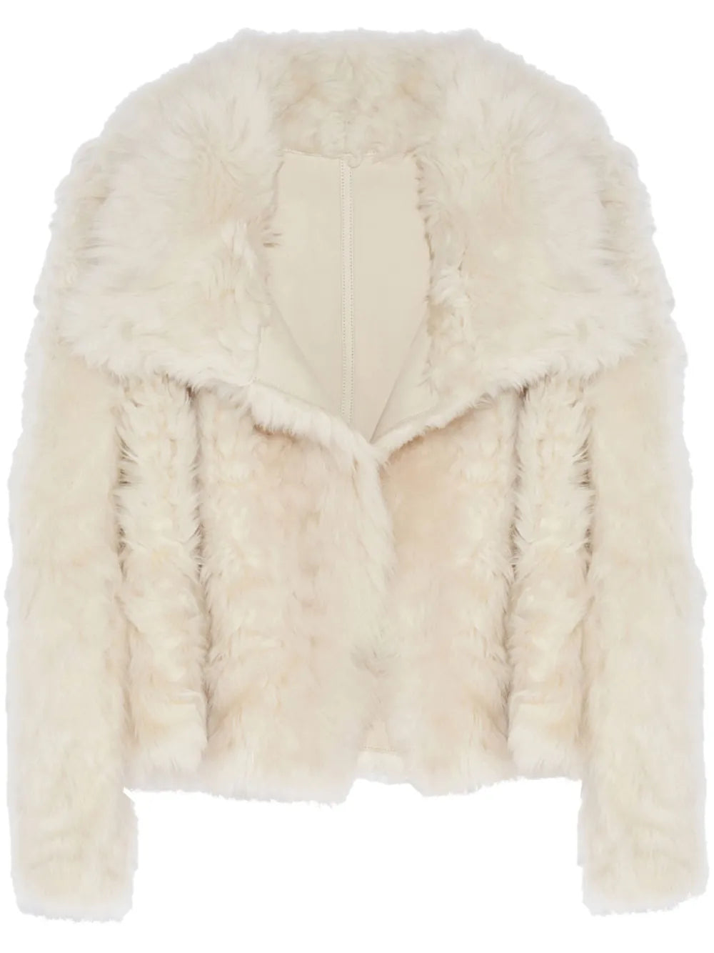 Yves Salomon Cropped Sheepskin Jacket — White