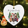 Árbol de Navidad personalizado Personaje de dibujos animados Adorno de cerámica en forma de corazón con nombre y título Decoración del hogar Regalo de Navidad para la familia