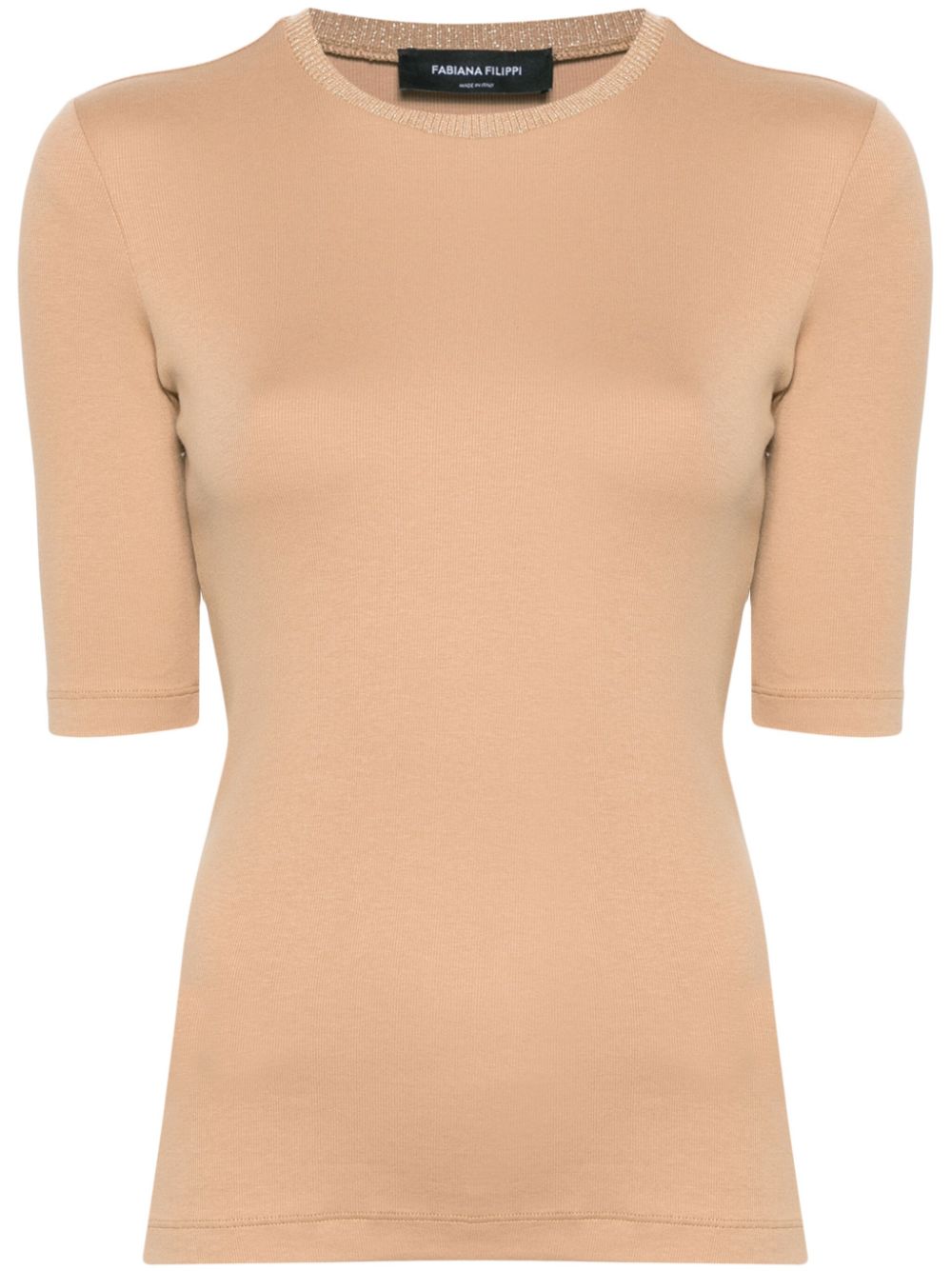 Fabiana Filippi Merino Wool Blend Jersey T-Shirt — Caramel