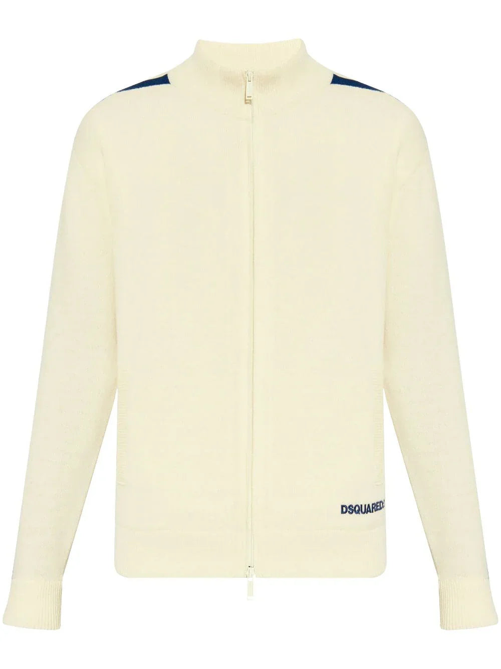 Dsquared2 Stripe-Detailing Wool Blend Cardigan — Ivory