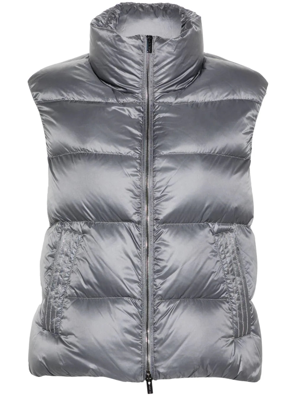 Peserico Monili Chain-Detail Goose Down Gilet — Grey